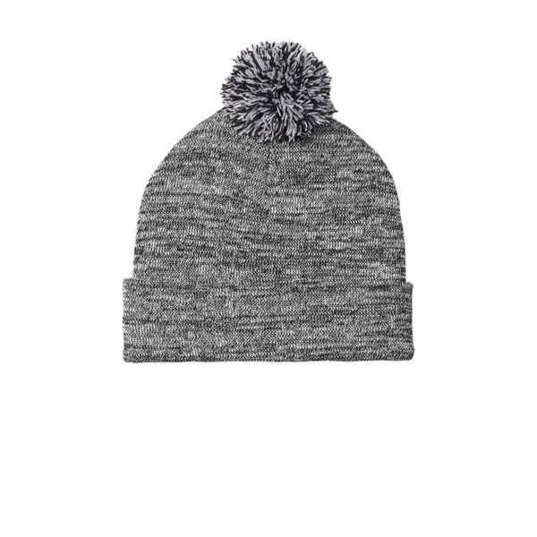 Sport-Tek Heather Pom Pom Beanie - Sport-Tek Heather Pom Pom Beanie - Image 2 of 6