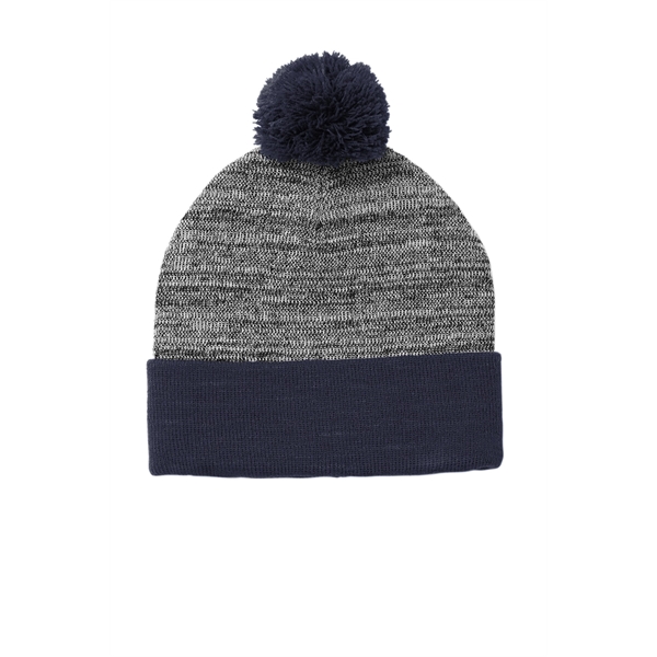 Sport-Tek Heather Pom Pom Beanie - Sport-Tek Heather Pom Pom Beanie - Image 4 of 6