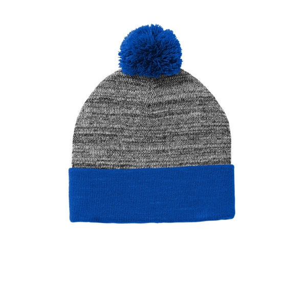 Sport-Tek Heather Pom Pom Beanie - Sport-Tek Heather Pom Pom Beanie - Image 6 of 6