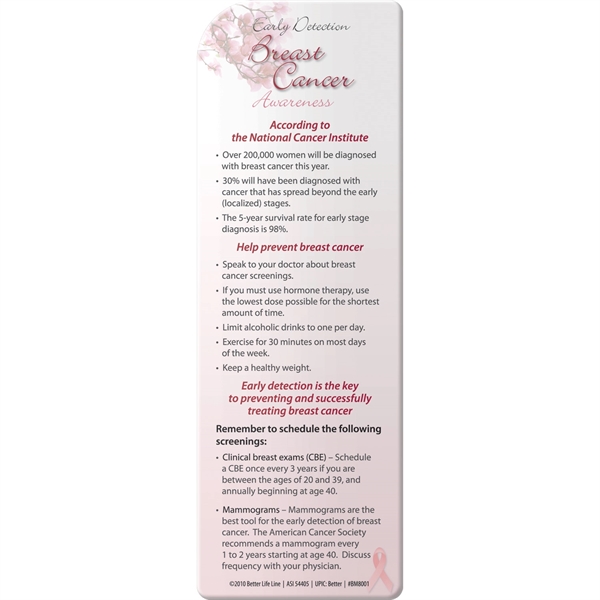 Bookmark - Early Detection Breast Cancer Awareness - Bookmark - Early Detection Breast Cancer Awareness - Image 2 of 2