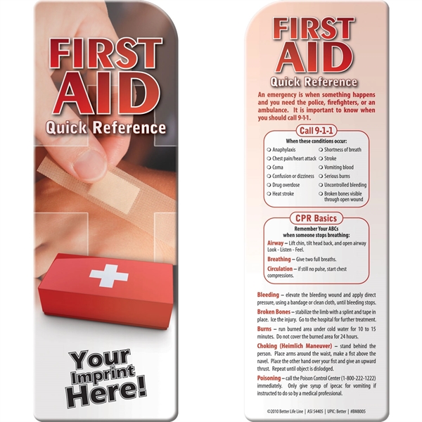 Custom Bookmark - First Aid Quick Reference