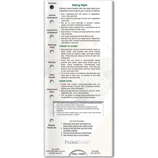 Pocket Slider™ - Controlling Your Cholesterol - Pocket Slider™ - Controlling Your Cholesterol - Image 2 of 2