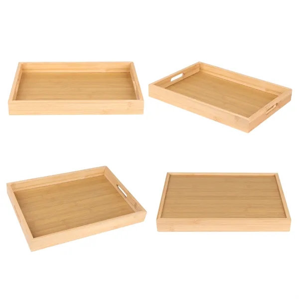Rectangle Bamboo Serving Tray W/ Handle 13.7"x10"
