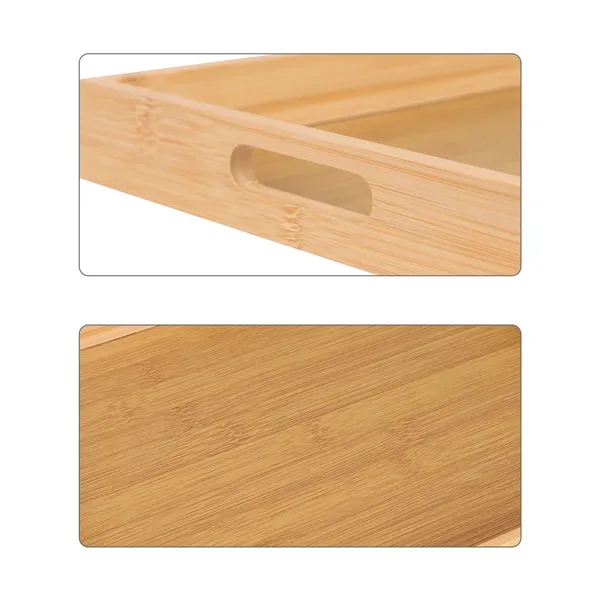 Rectangle Bamboo Serving Tray W/ Handle 13.7"x10"