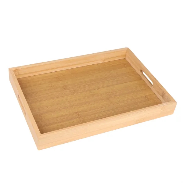 Rectangle Bamboo Serving Tray W/ Handle 13.7"x10"