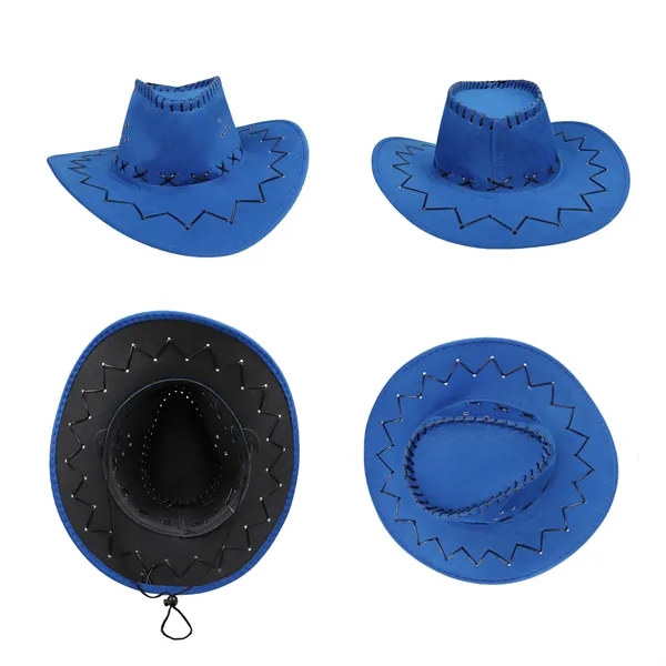 Faux Suede Unisex Western Cowboy Hat With Cords