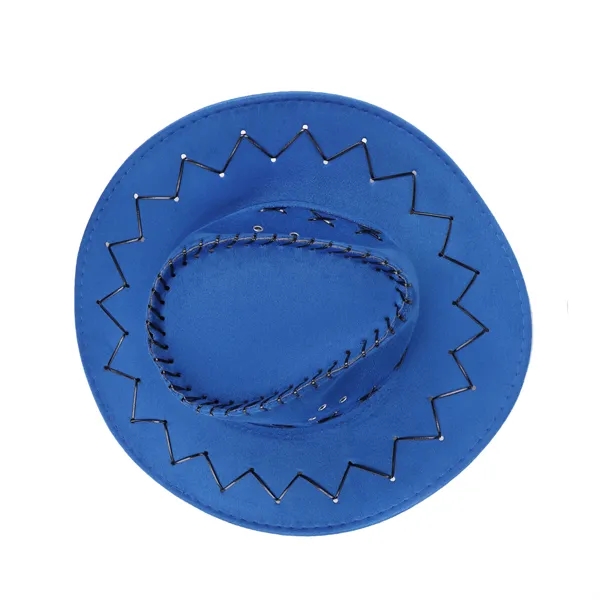 Faux Suede Unisex Western Cowboy Hat With Cords