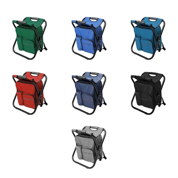 Oxford Folding Stool Backpack Insulated Cooler Bag Chair