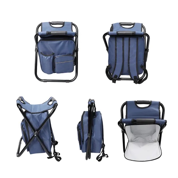Oxford Folding Stool Backpack Insulated Cooler Bag Chair