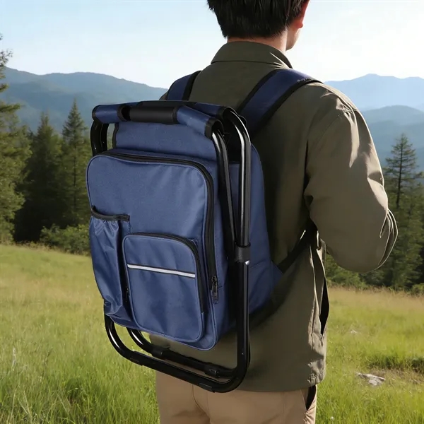Oxford Folding Stool Backpack Insulated Cooler Bag Chair