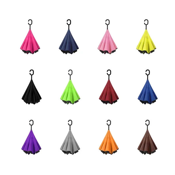 49" Arc Manual Inverted Reverse Umbrella With C Handle