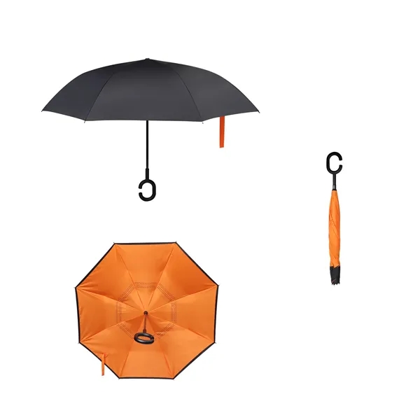 49" Arc Manual Inverted Reverse Umbrella With C Handle