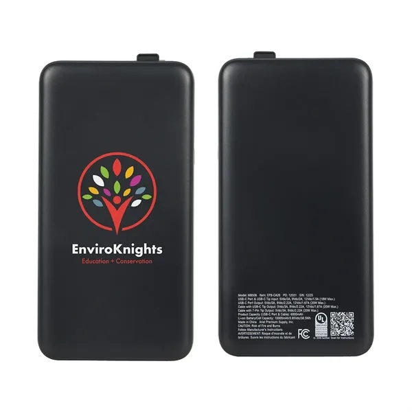 Cavalier 10000mAh 20W PD UL Listed Power Bank with Retractab