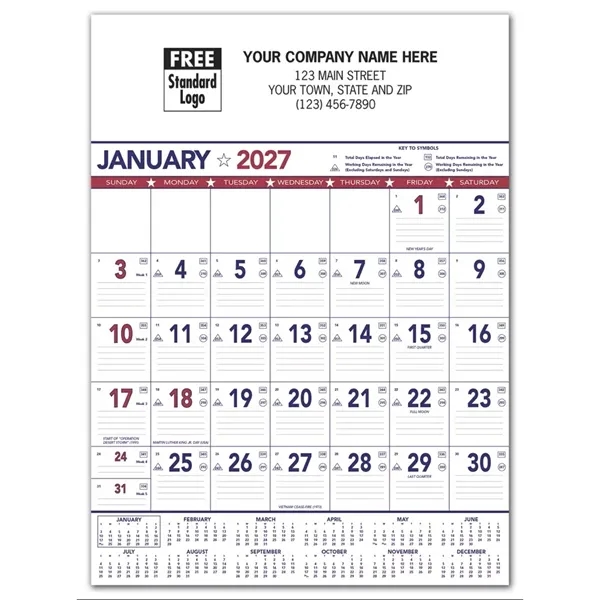 Calendars - Wall, Patriotic Contractor Memo