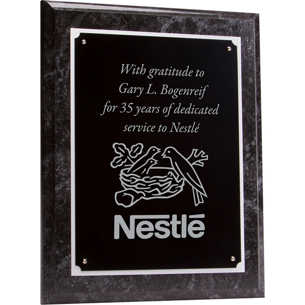 Wood Plaque with Black Marble Finish