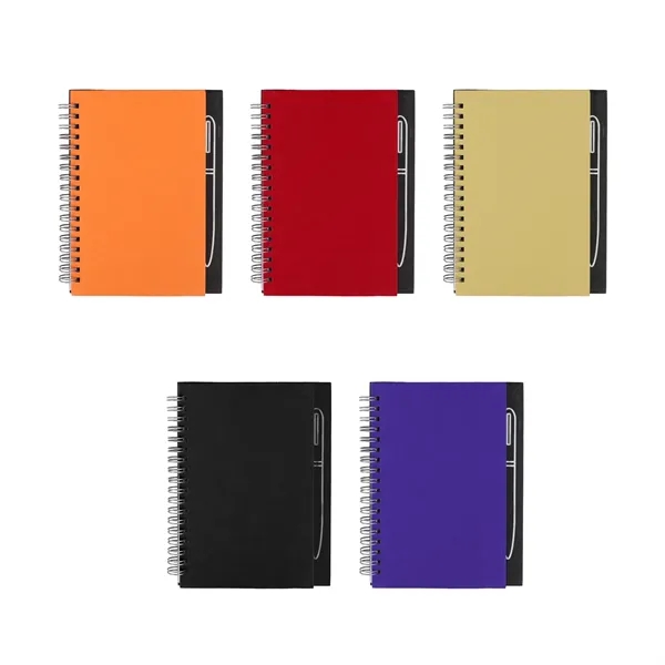 Pocket Spiral Notebook W/ Magnetic Pen Holder & Sticky