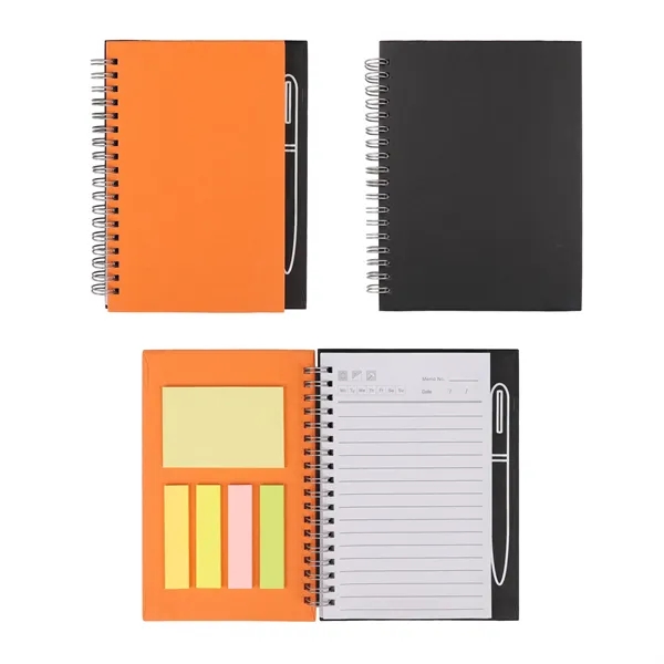 Pocket Spiral Notebook W/ Magnetic Pen Holder & Sticky
