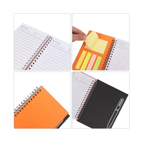 Pocket Spiral Notebook W/ Magnetic Pen Holder & Sticky