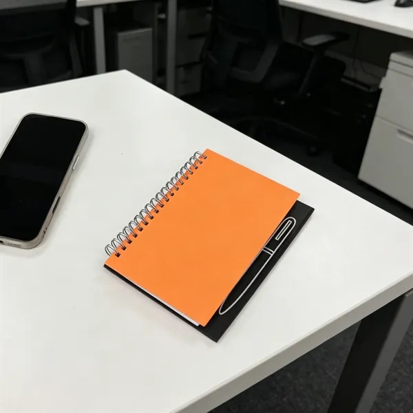 Pocket Spiral Notebook W/ Magnetic Pen Holder & Sticky