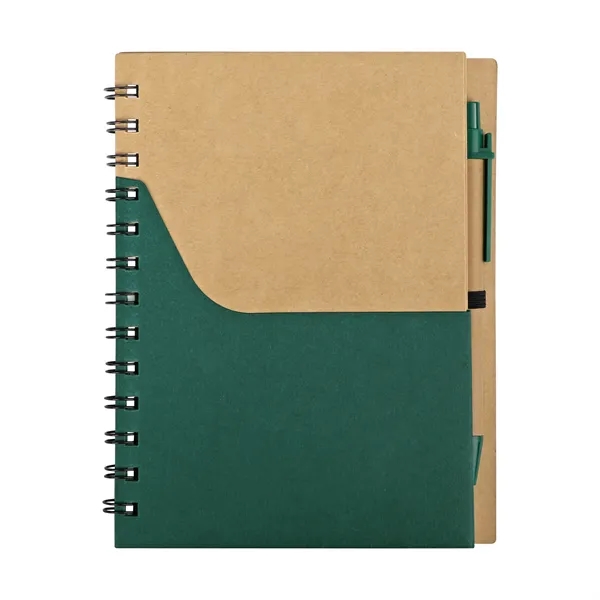 Two Tone Small Kraft Spiral Notebook Journal W/ Pen 5.7"x7"