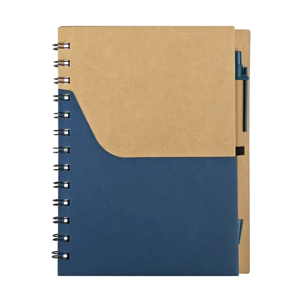 Two Tone Small Kraft Spiral Notebook Journal W/ Pen 5.7"x7"