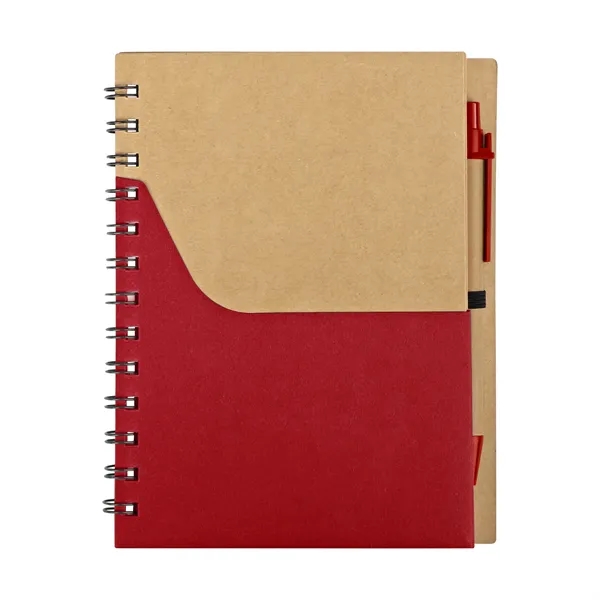 Two Tone Small Kraft Spiral Notebook Journal W/ Pen 5.7"x7"