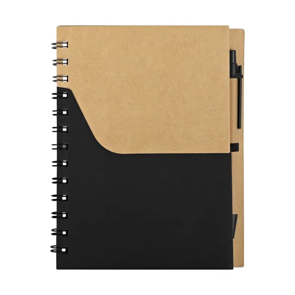 Two Tone Small Kraft Spiral Notebook Journal W/ Pen 5.7"x7"