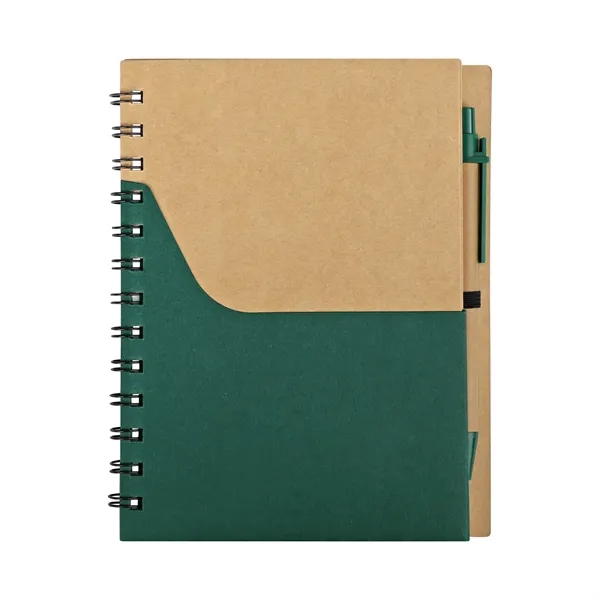 Two Tone Small Kraft Spiral Notebook Journal W/ Pen 5.7"x7"