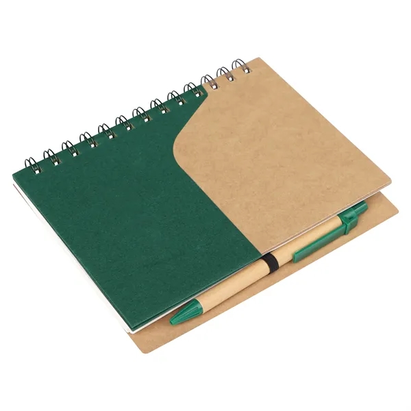Two Tone Small Kraft Spiral Notebook Journal W/ Pen 5.7"x7"
