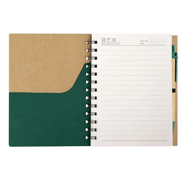 Two Tone Small Kraft Spiral Notebook Journal W/ Pen 5.7"x7"