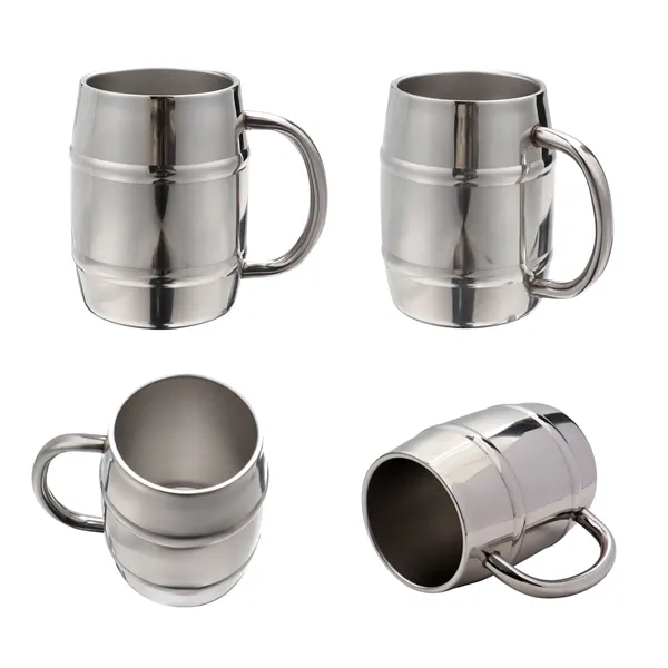 14oz Double Wall Stainless Steel Beer Cup W/ Handle
