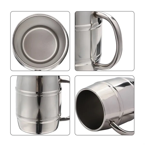 14oz Double Wall Stainless Steel Beer Cup W/ Handle