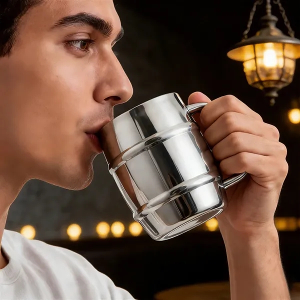 14oz Double Wall Stainless Steel Beer Cup W/ Handle