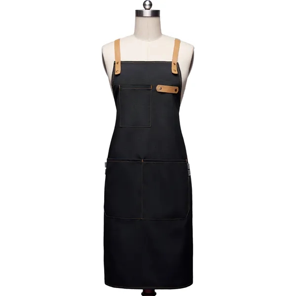 14 oz Thick Canvas Kitchen Apron w/ Cross Straps & 3 Pockets