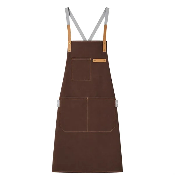 14 oz Thick Canvas Kitchen Apron w/ Cross Straps & 3 Pockets