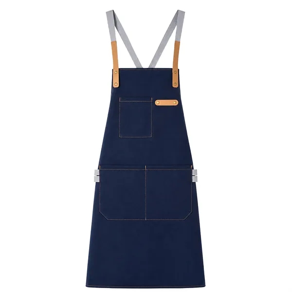 14 oz Thick Canvas Kitchen Apron w/ Cross Straps & 3 Pockets