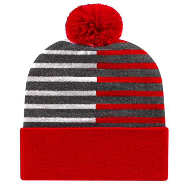 Half Color Knit Cap with Cuff - Half Color Knit Cap with Cuff - Image 5 of 5