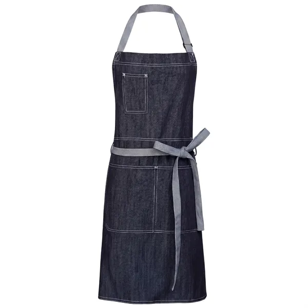 12oz Cotton Denim Kitchen Apron w/ front straps & 3 Pockets