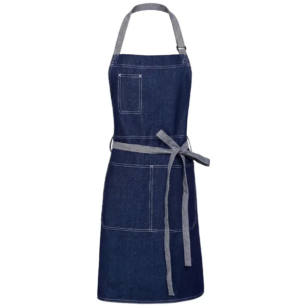 12oz Cotton Denim Kitchen Apron w/ front straps & 3 Pockets