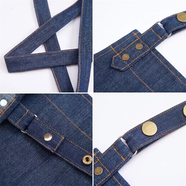 12 oz. Denim Kitchen Aprons w/ Adjustable straps & 3 Pockets