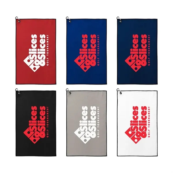 Waffle Weave Golf Towel with Black Corner Hook