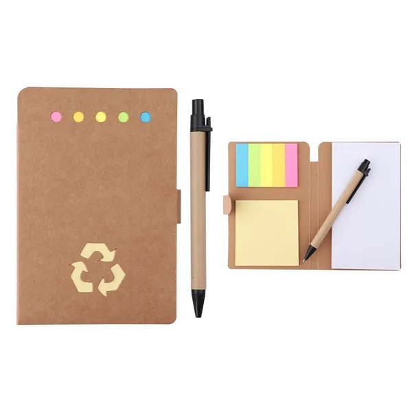 4"x6" Kraft Paper Colored Sticky Notebook With Pen