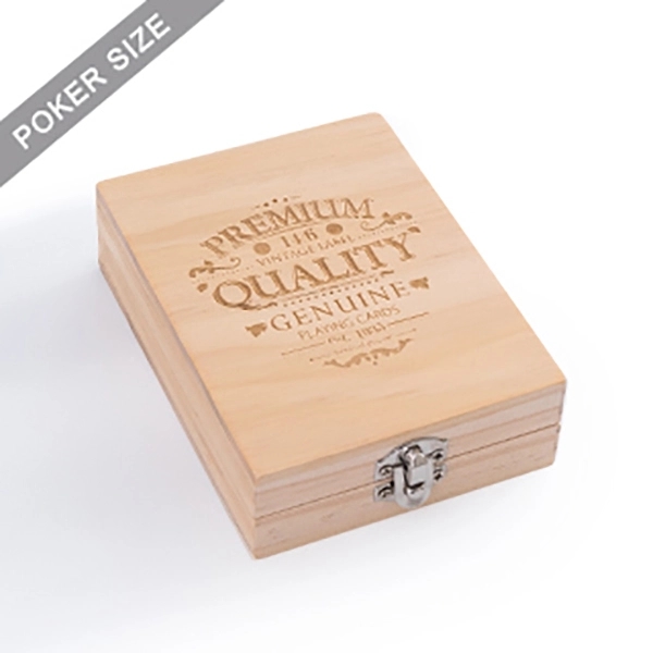 3.09" x 4.45" - Engraved Wood Single Deck Poker Card Box