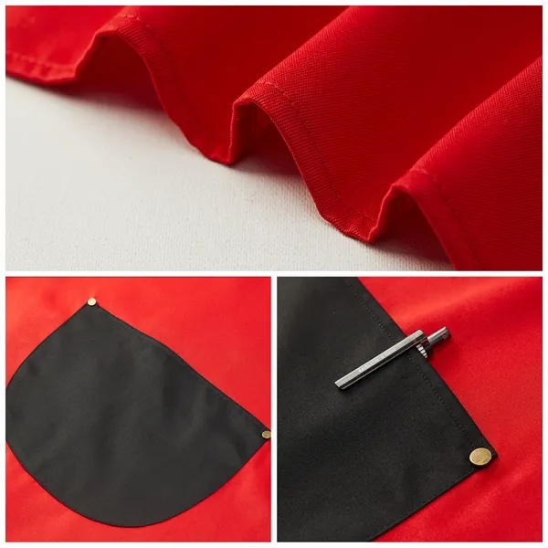 12 oz. Double frock Kitchen Apron w/ Contrast strap & Pocket