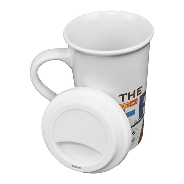 Ceramic Mug 16oz White with Silicone Lid