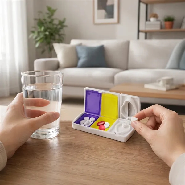 Compact Travel Pill Cutter Splitter W/ 2 Case