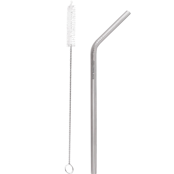 Stainless Steel Metal Bent Straw and cleaning brush. - Stainless Steel Metal Bent Straw and cleaning brush. - Image 0 of 0