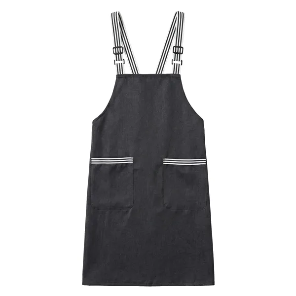 12 oz Woven knitted Kitchen Apron w/ 2 pocket, Striped Strap