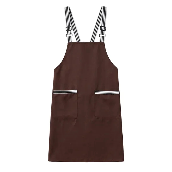 12 oz Woven knitted Kitchen Apron w/ 2 pocket, Striped Strap