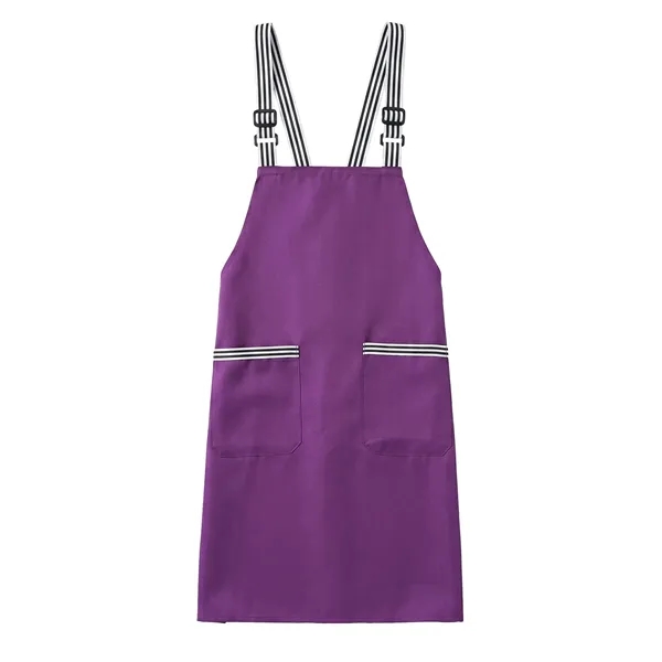 12 oz Woven knitted Kitchen Apron w/ 2 pocket, Striped Strap
